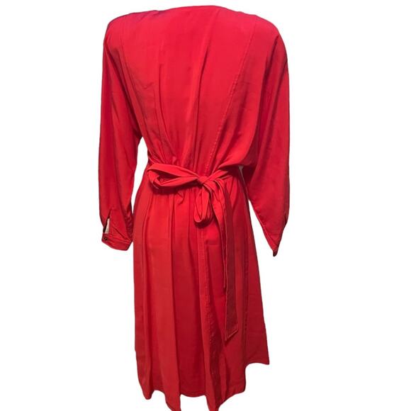 Bash Coral Red Long Sleeve Dress Medium Vintage Style Retails: $420 - Picture 4 of 7